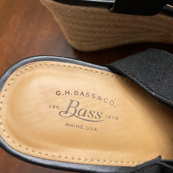 G.H. Bass Rylee Espadrille Wedge Sandals Black and Tan Women's Size 8M - Picture 9 of 11